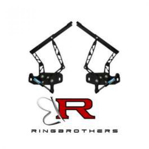 Camaro Billet Aluminum Hood Hinges, Air Frame, Black Anodized, 1967-1969