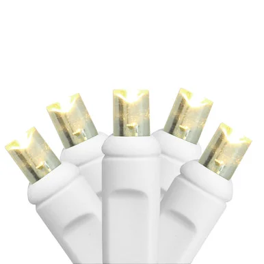 100 Warm White LED Wide Angle Mini Christmas Lights – 50 ft White Wire