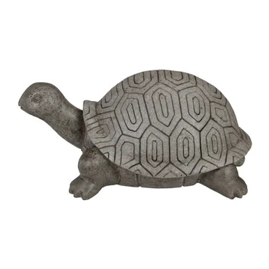 11.75″ Polished Gray Turtle Outdoor Garden Statue