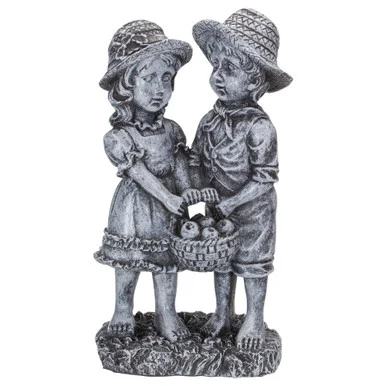 13″ Boy and Girl Apple Picking Outdoor Garden Statue – Nostalgic Charm for Your Outdoor Space
