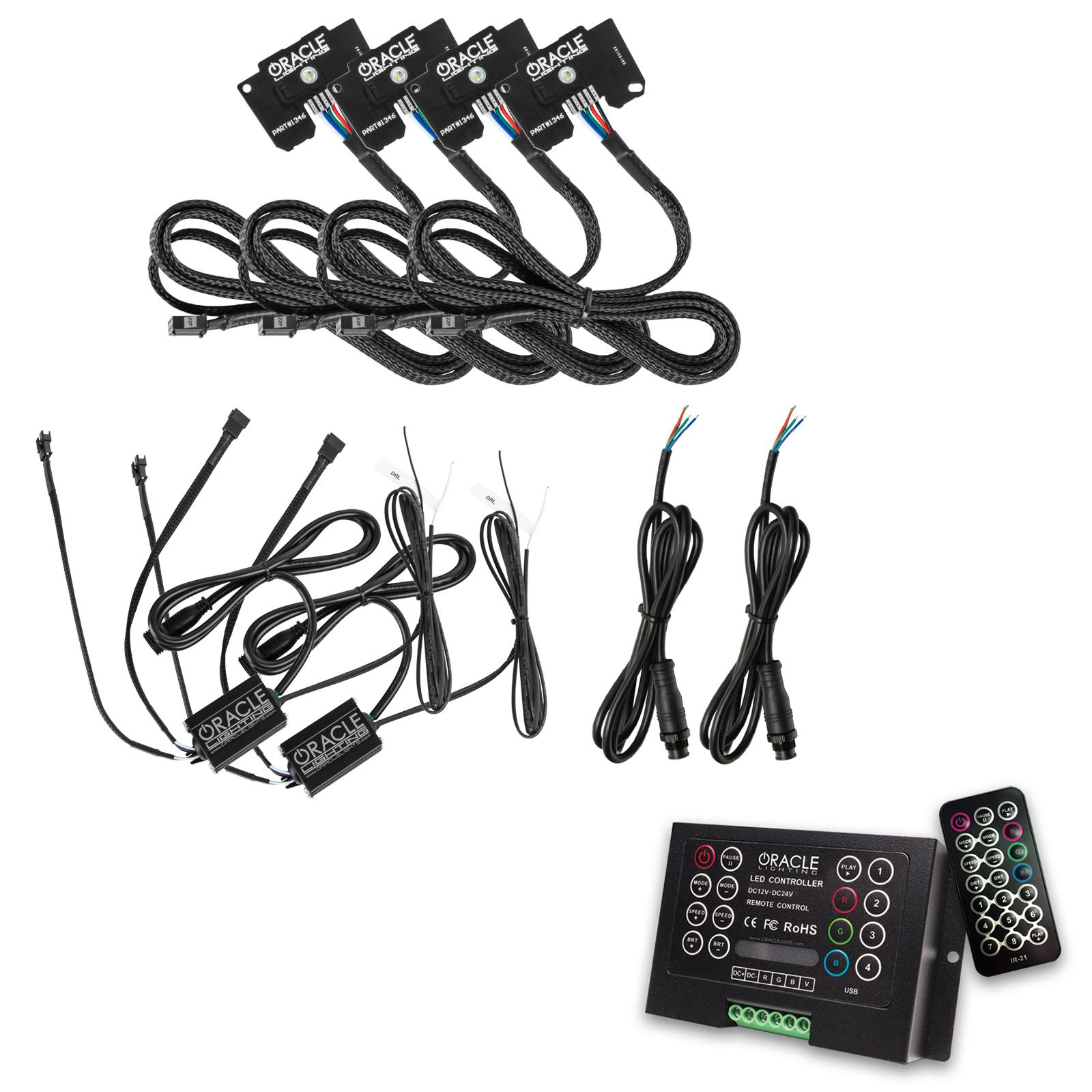 Oracle Lighting 1346-333 Jeep Wrangler JL/Gladiator JT ColorSHIFT RGB+W Headlight DRL Upgrade Kit