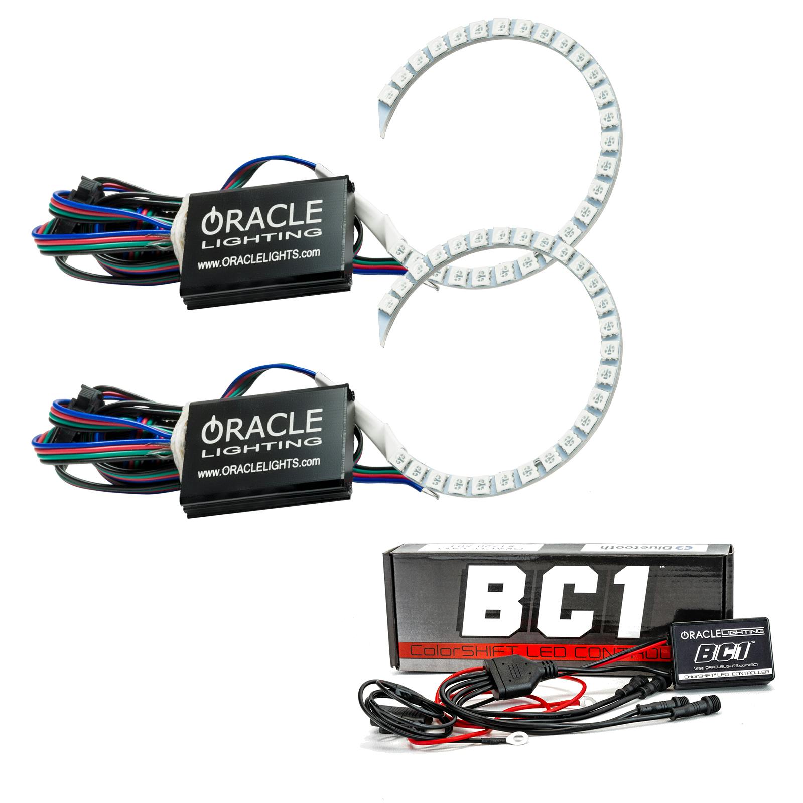 Oracle Lighting 1347-335 2018-2023 Ford Mustang LED Headlight Halo Kit - ColorSHIFT - w/BC2 Controller