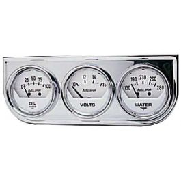 Auto Meter 3 Gauge Console White Oil/Water/Volt 2 1/16"