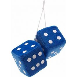 AutoLoc Blue Fuzzy Dice with White Dots