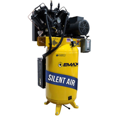 EMAX Premium 7.5 HP 3 PH 80 Gallon Vertical With Air Silencer-With Pressure Lube Pump