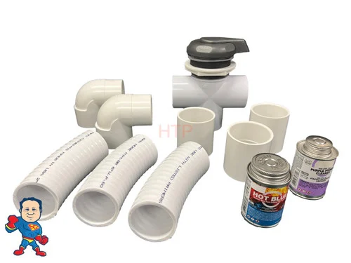 2″ Graphite Gray Diverter Valve Complete Installation Kit 3 3/4″ Cap Hot Tub Spa with Glue & Primer