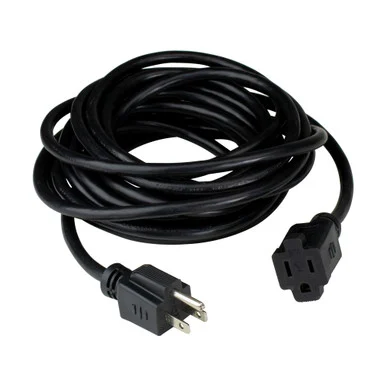 20′ Black 3-Prong Outdoor Extension Power Cord