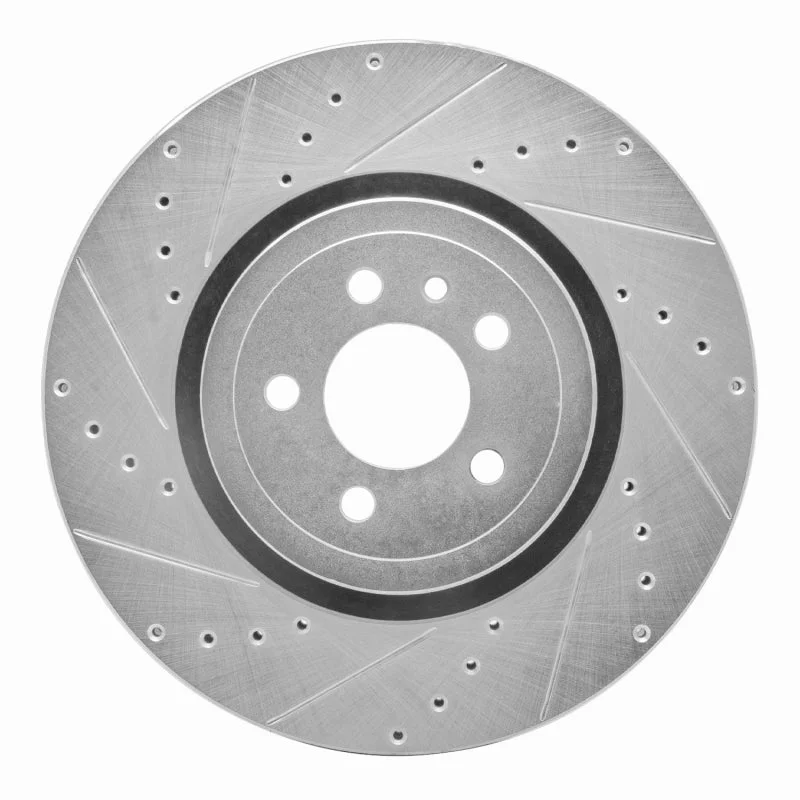 R1 14-23 Dodge Charger Front Left Drilled & Slotted Silver Brake Rotor