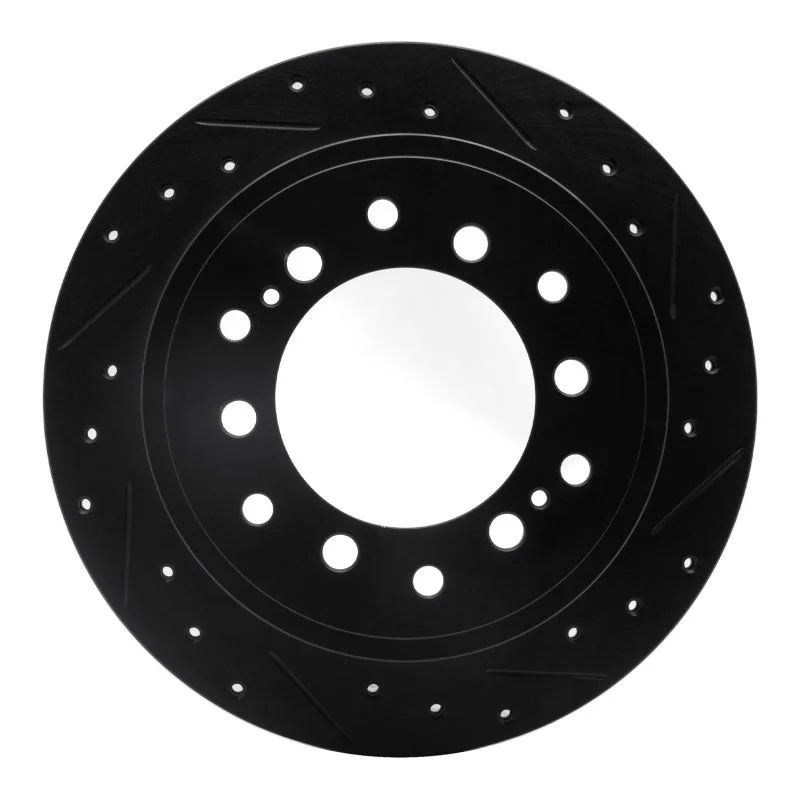 R1 10-24 Lexus GX460 Rear Right Drilled & Slotted Black Brake Rotor