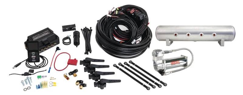 Air Lift – 3H Air Management System (3/8in Air Line 4 Gal 7 Port Raw Aluminum Air Tank VIAIR 444C Compressor)