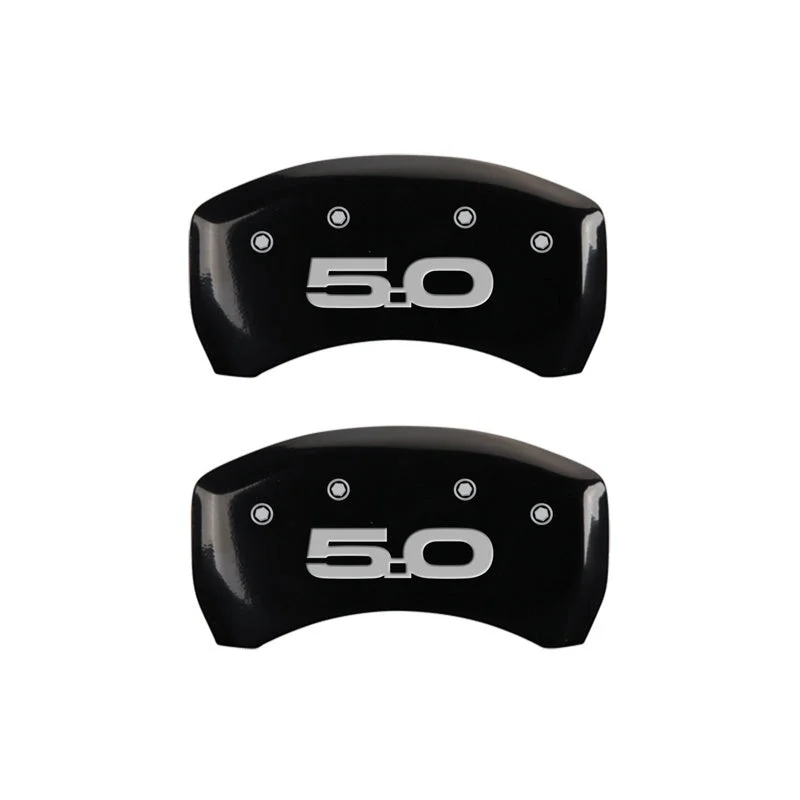 MGP Rear set 2 Caliper Covers Engraved Rear 2015 Mustang GT 5.0L Black finish silver ch
