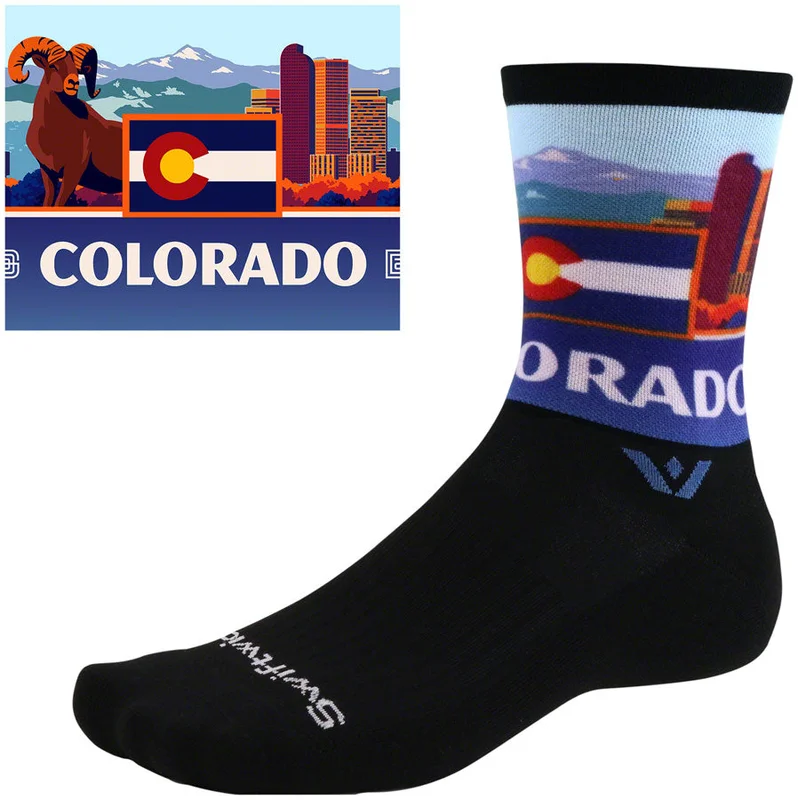 Swiftwick Vision Impression National Park Crew Socks – 6″ Colorado X-Large