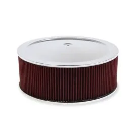 Holley 4500 Drop-Base Air Cleaner Chrome W/ 6″ Red Washable Gauze Filter, 120-4560