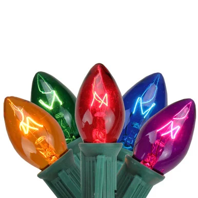 25-Count Multi-Color C7 Christmas Light Set, 24ft Green Wire