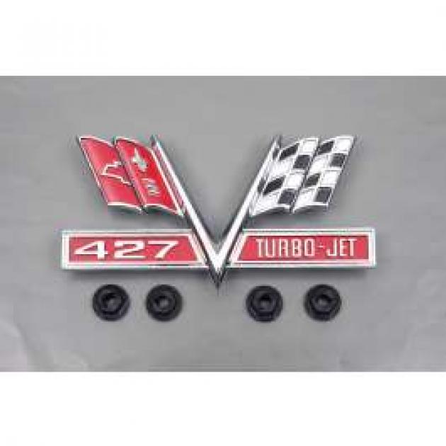 Camaro Fender Emblem, 427 Turbo-Jet, V-Flag, 1967-1969