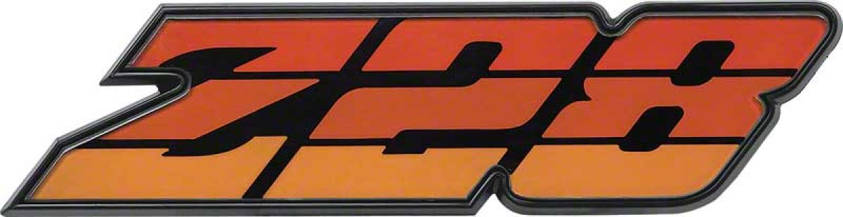 1980-81 Camaro Z28 Grill Emblem, Tri-Color Orange, GM Licensed