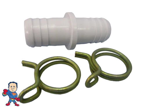 3/4″ Barbed Coupler Kit with 2 Clamps for Hot Tub – Fits 1″ OD, 3/4″ ID Clear Hose