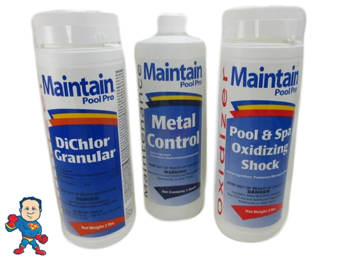 3-Part Spa Chemical System – Chlorine Sanitizer, Metal Control & Non-Chlorine Shock Kit