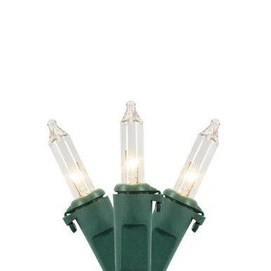 300-Count Clear Mini Christmas Light Set – 61ft- Green Wire