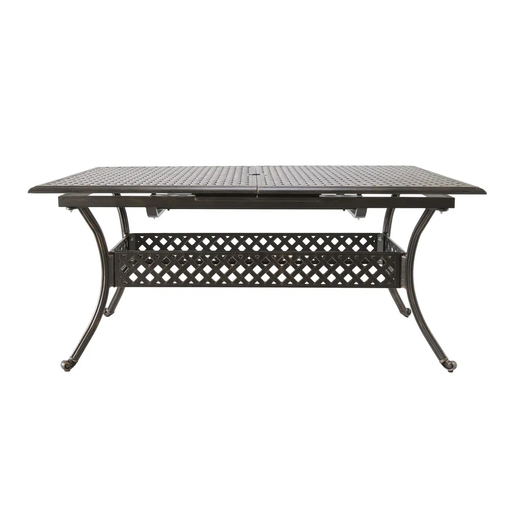 Versatile and Durable: 81″ Black Contemporary Rectangular Expandable Outdoor Dining Table