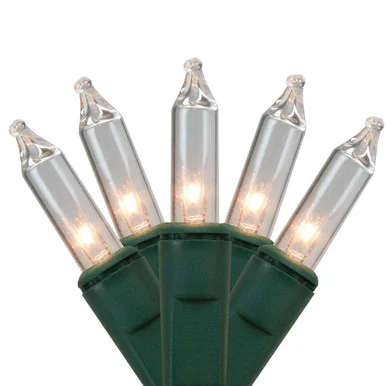 450-Count Clear Mini Christmas Lights – 83.25′ Green Wire
