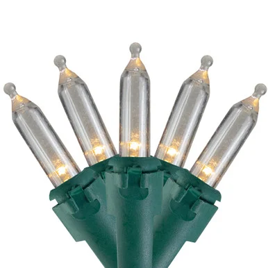 50-Count Warm White LED Mini Christmas Lights, 16.25ft Green Wire