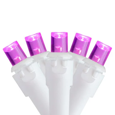 50 Pink LED Wide Angle Christmas Lights – 16.25 ft White Wire