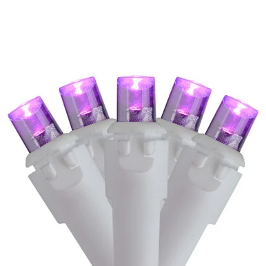 50 Purple LED Wide Angle Christmas Lights – 16.25 ft White Wire