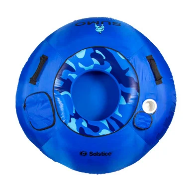54-Inch Inflatable Blue Camouflage Swimming Pool Tube with Cup Holder – Perfect for Summer Relaxation