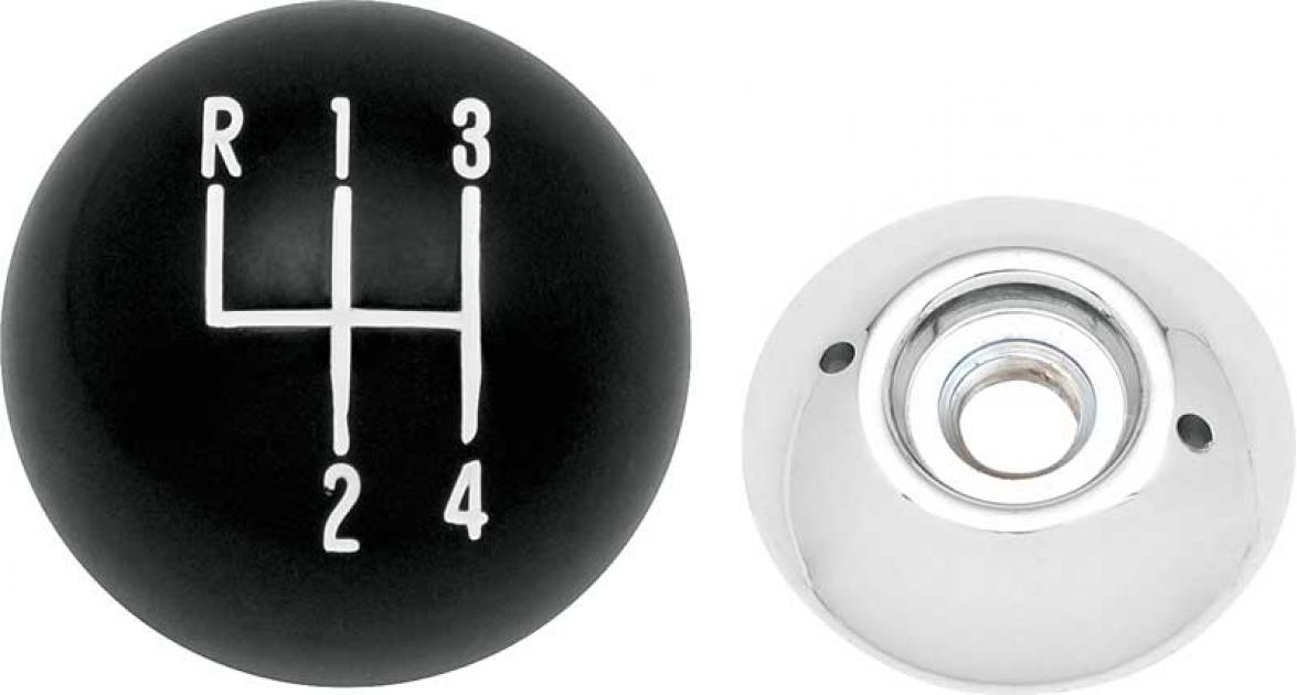 1963-71 GM, Various Models, Hurst 4-Speed Shift Knob, 3/8" Thread, Black With Chrome Base