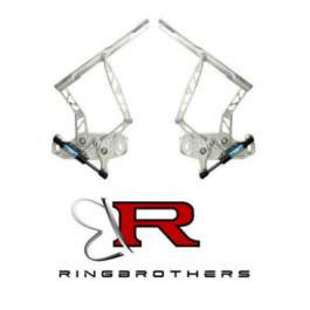 Camaro Billet Hood Hinges, Natural Finish, Air Frame, For Cars With Fiberglass Hood, 1967-1969
