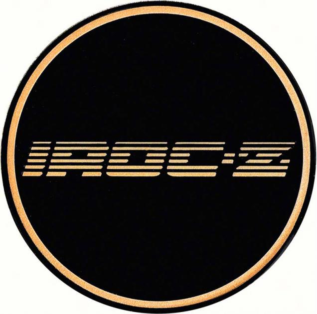 2-1/8" GTA Wheel Center Cap Emblem with Gold IROC-Z Logo and Black Background