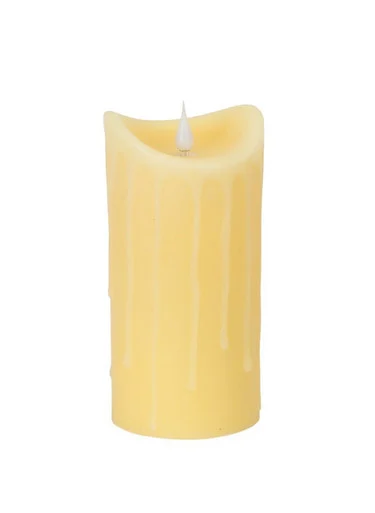 7″ Pre-Lit Ivory Dripping Wax Flameless LED Pillar Candle