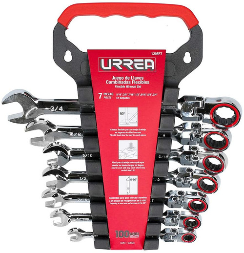 URREA SAE FlexCombination Ratcheting Wrench Set,12 Point,12MF7