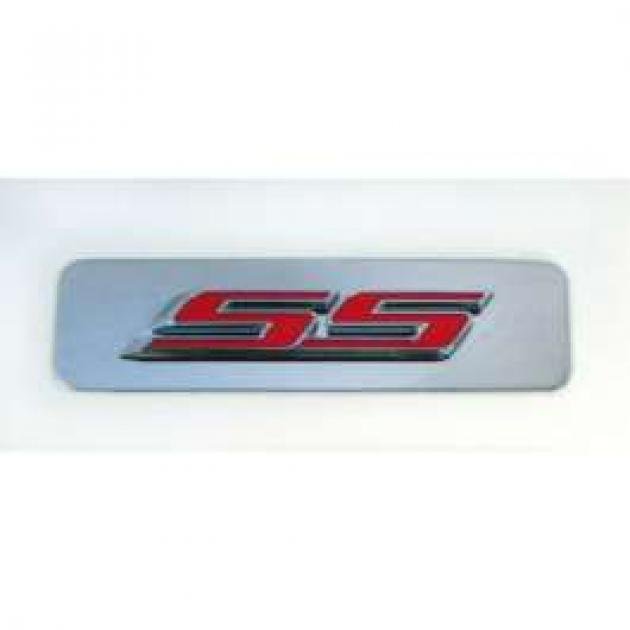 Camaro Engine Cover Emblem, Red SS With Stainless Name Plate, 2010-2014