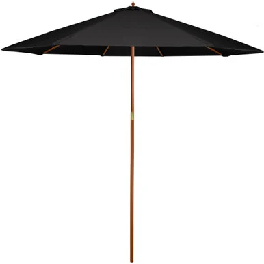 8.5ft Outdoor Patio Market Umbrella with Wooden Pole, Black