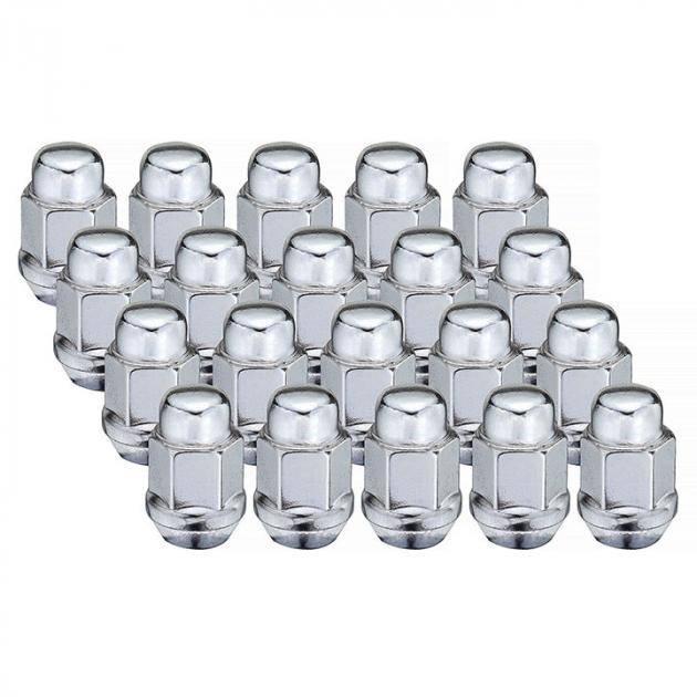 Redline Restomotive Chevy / Pontiac Bulge Acorn Wheel Lug Nut, 7/16-20 Chrome Plated, Set of 20