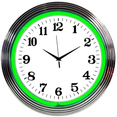 Neonetics 8CHRCG Chrome Rim Green Neon Clock