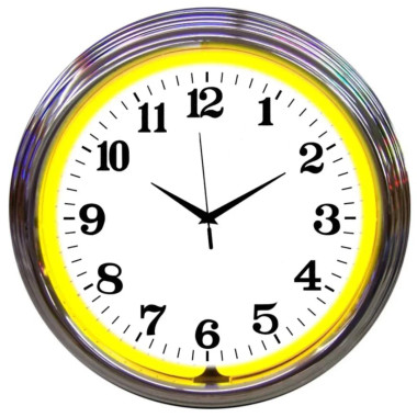 Neonetics 8CHRCY Chrome Rim Yellow Neon Clock
