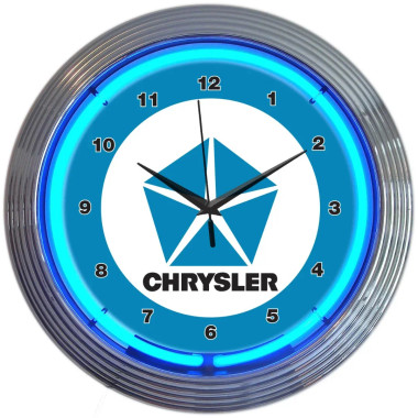 Neonetics 8CRYBL Chrysler Blue Pentastar Neon Clock