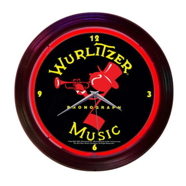 Neonetics 8WURLJ Wurlitzer Johnny One Note Red Neon Clock