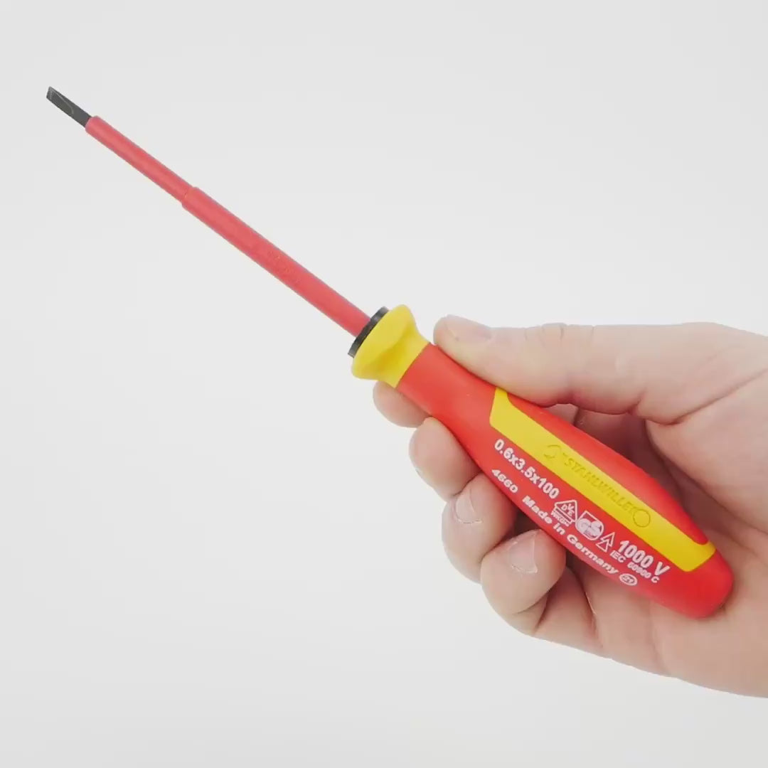 Stahlwille 4660 Insulated Slotted Screwdriver VDE DRALL+, 3.5 x 100mm