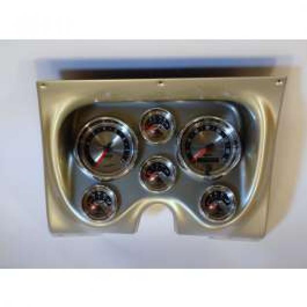 Camaro Instrument Cluster Panel, Brushed Aluminum Finish, With American Muscle Series AutoMeter Gauges, 1967-1968