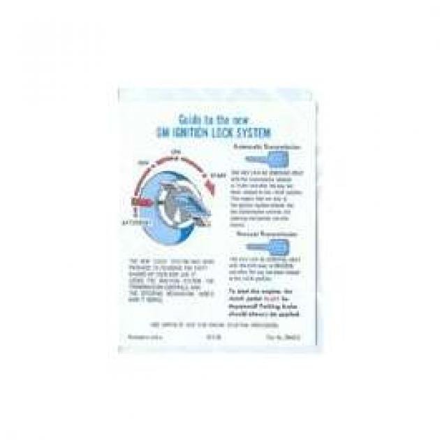 Camaro Ignition Lock/Start Instructions Steering Column Sleeve, 1969-1972