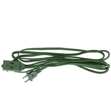 9′ Green Indoor Extension Power Cord with 3-Outlets and Safety Lock