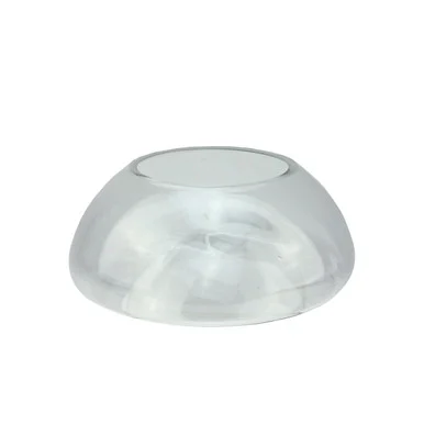 9″ Transparent Glass Pillar Candle Holder with Concave Interior