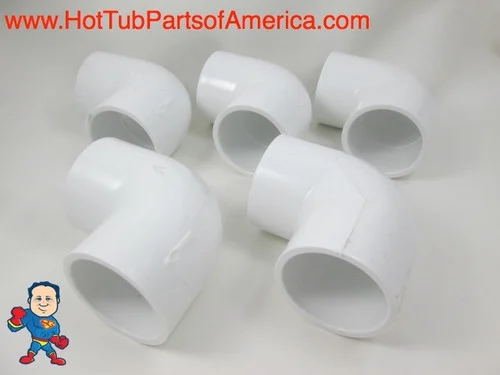 90 Degree Elbow PVC Fittings 1 1/2″ Slip x 1 1/2″ Slip for Hot Tub Spa Plumbing – Set of 5