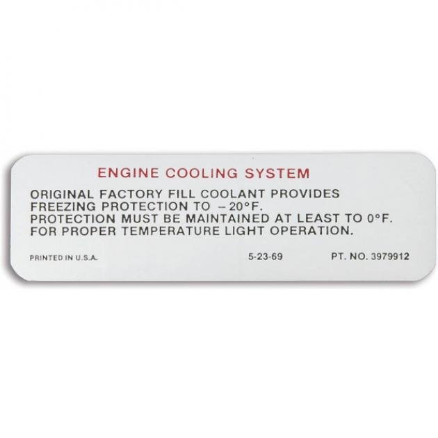 Camaro Cooling System Warning Decal, 1970-1971