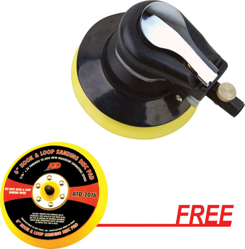 ATD Tools 6" Random Orbital Palm Sander with FREE 6" Quick Change Sanding Disc Pad ATD-2088F