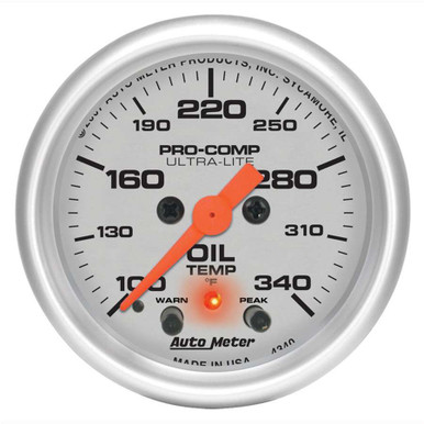 Autometer 2-1/16in U/L Oil Temp Gauge w/Peak & Warning 4340